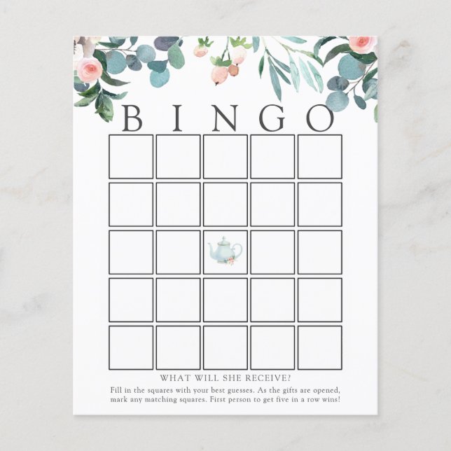 Tea Time Baby Bingo Game Card (Vorderseite)