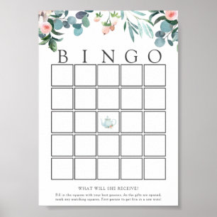Tea Time Baby Bingo Game Card Poster