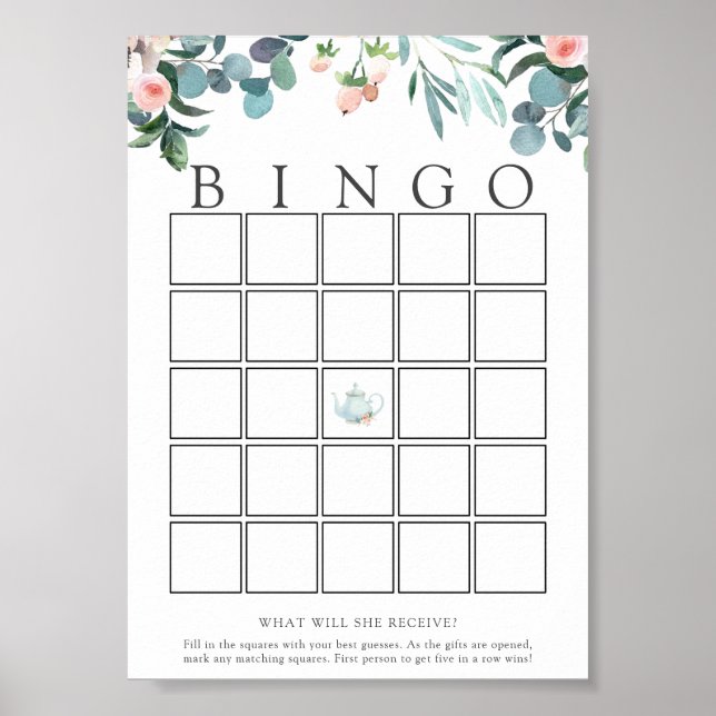 Tea Time Baby Bingo Game Card Poster (Vorne)
