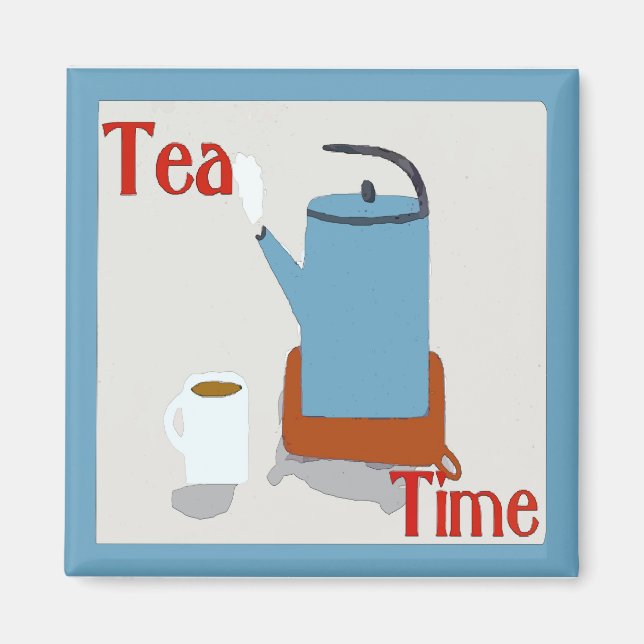 Tea Time Blue Pot Magnet (Vorne)