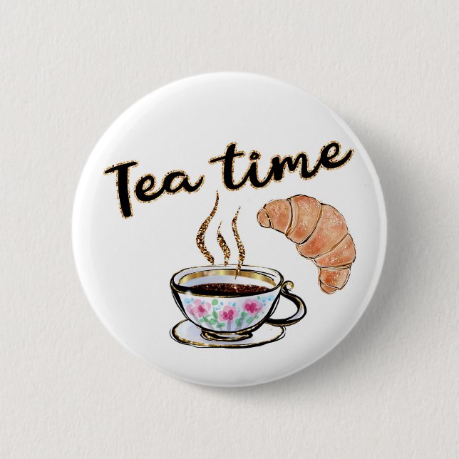 Tea Time Button, Tea Button, Rundtaste Button (Vorderseite)