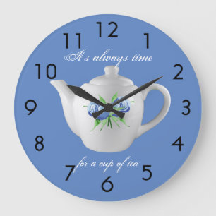 Tea Time Clock (blau) Große Wanduhr
