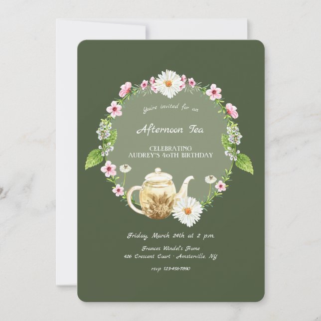 Tea Time Einladung (Vorderseite)