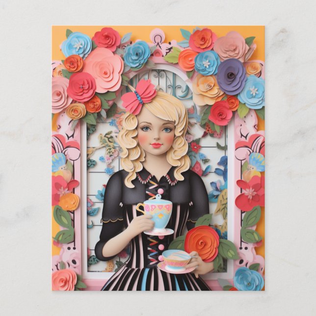Tea Time Elegance: Papierpuppen aufziehen (Vorderseite)