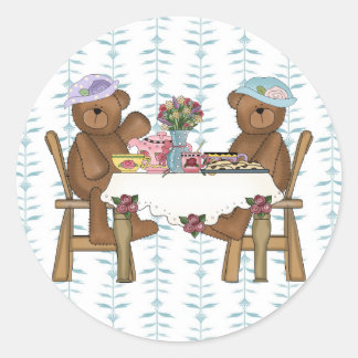 Tea Time for Teddies Runder Aufkleber