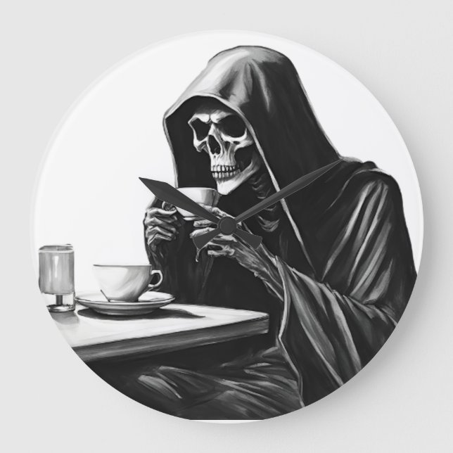 Tea Time Halloween Große Wanduhr (Vorderseite)