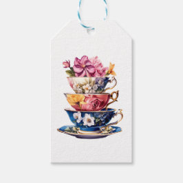 Tea Time in Bloom Bridal Shower Gift Tags Geschenkanhänger