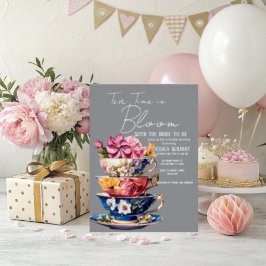 Tea Time in Bloom Bridal Shower Invitation  RSVP Karte