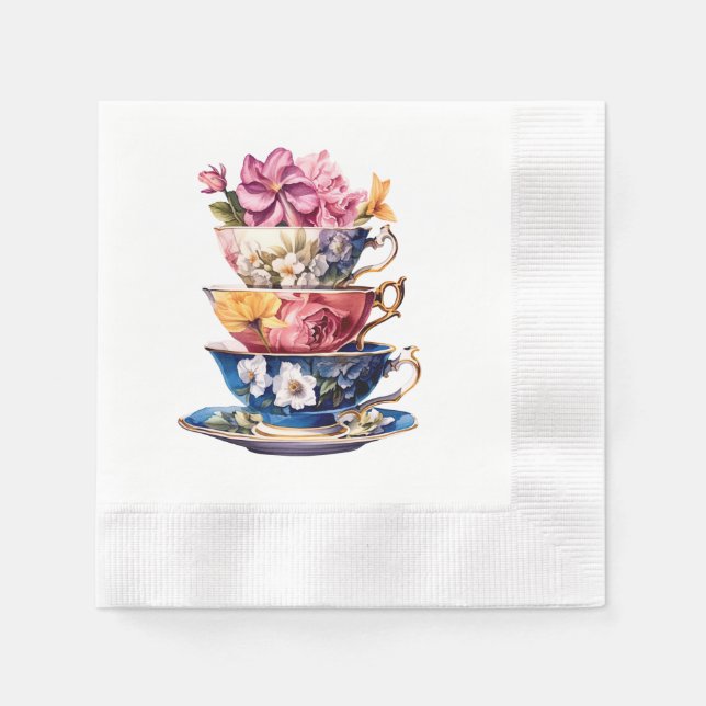 Tea Time in Bloom Bridal Shower Napkins Serviette (Vorderseite)
