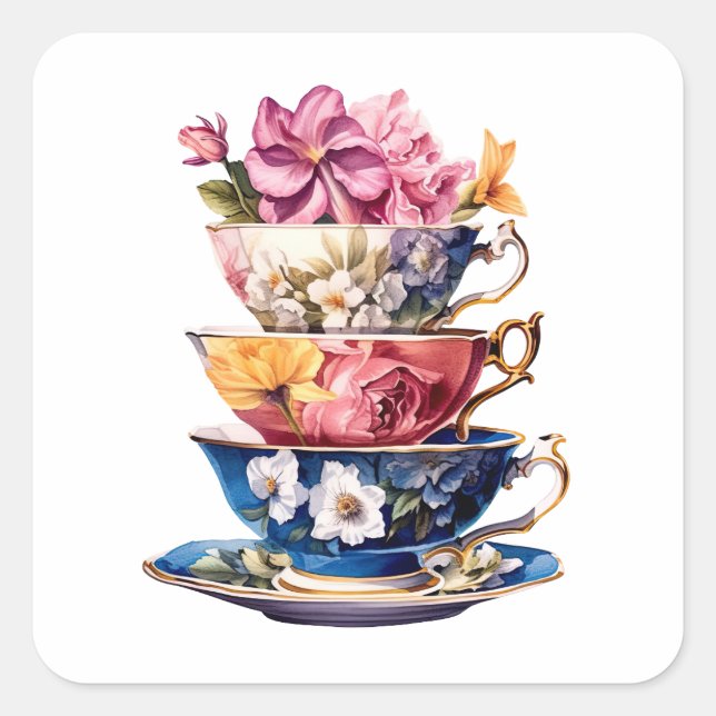 Tea Time in Bloom Bridal Shower sticker (Vorderseite)