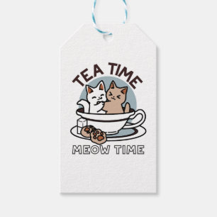 Tea Time Meow Time - Niedliches Katzen- und Teedes Geschenkanhänger