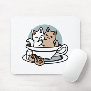 Tea Time Meow Time - Niedliches Katzen- und Teedes Mousepad