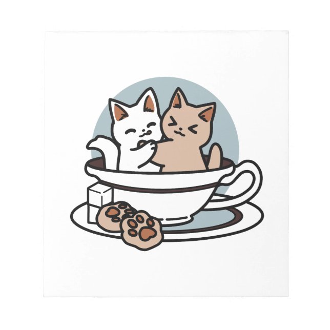 Tea Time Meow Time - Niedliches Katzen- und Teedes Notizblock (Vorderseite)