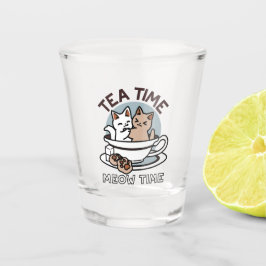 Tea Time Meow Time - Niedliches Katzen- und Teedes Schnapsglas