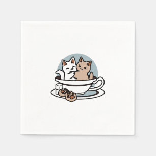 Tea Time Meow Time - Niedliches Katzen- und Teedes Serviette
