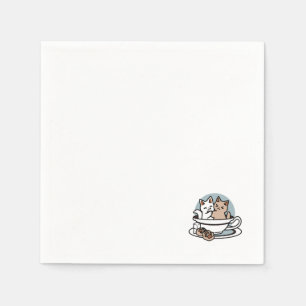 Tea Time Meow Time - Niedliches Katzen- und Teedes Serviette