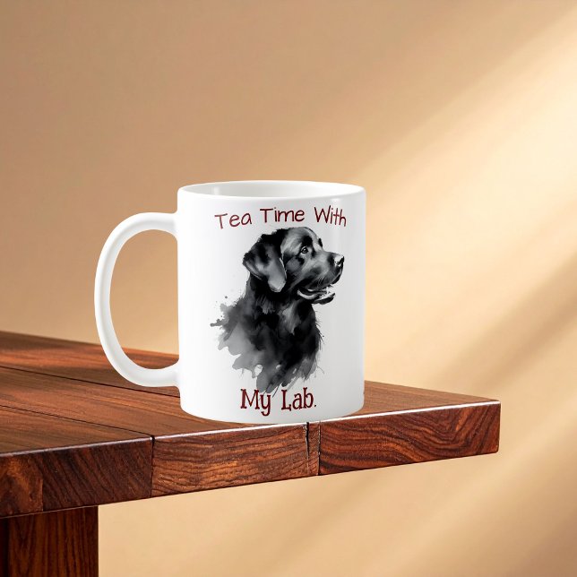 Tea Time mit meinem Labrador. Moderne Tasse (For Tea Lovers and Lab. Owners/ Black Lab. Companion.)