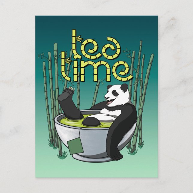 Tea Time Panda Postkarte (Vorderseite)