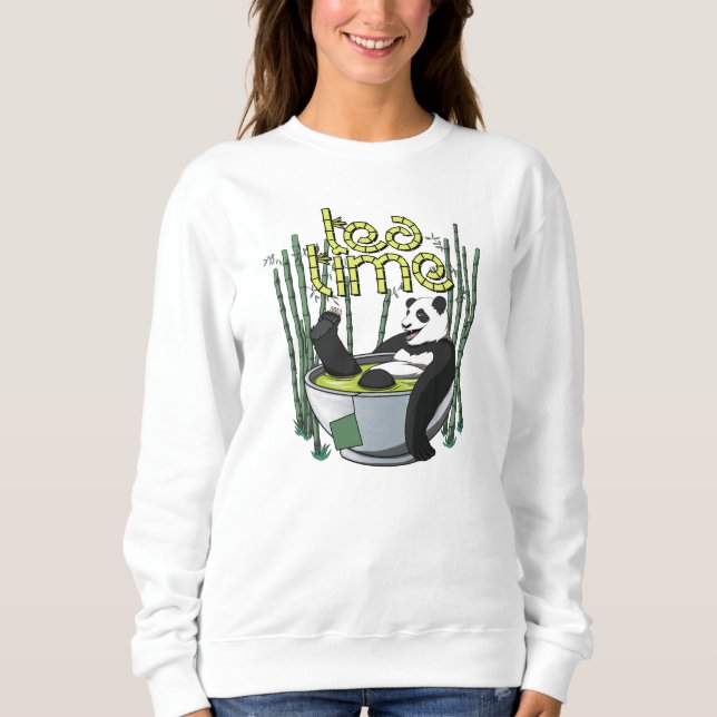 Tea Time Panda Sweatshirt (Vorderseite)