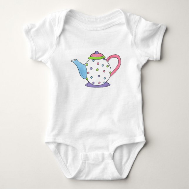 Tea Time Polka Dot Teapot Tea Party Teaparty Baby Strampler (Vorderseite)