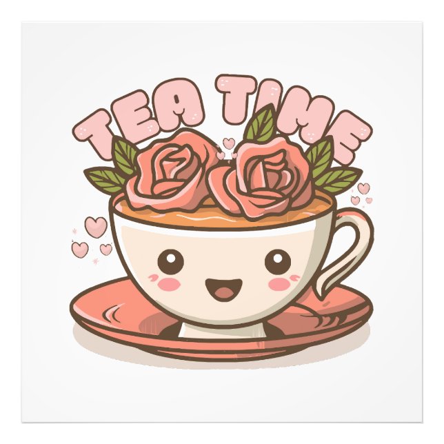 Tea Time Rose Tea Kawaii Fotodruck (Vorne)