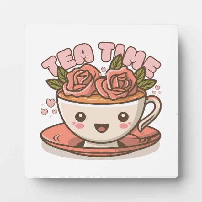 Tea Time Rose Tea Kawaii Fotoplatte (Vorderseite)