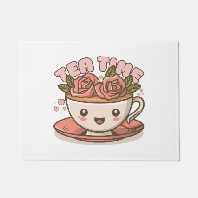 Tea Time Rose Tea Kawaii Fußmatte (Vorderseite)