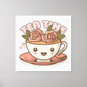 Tea Time Rose Tea Kawaii Leinwanddruck