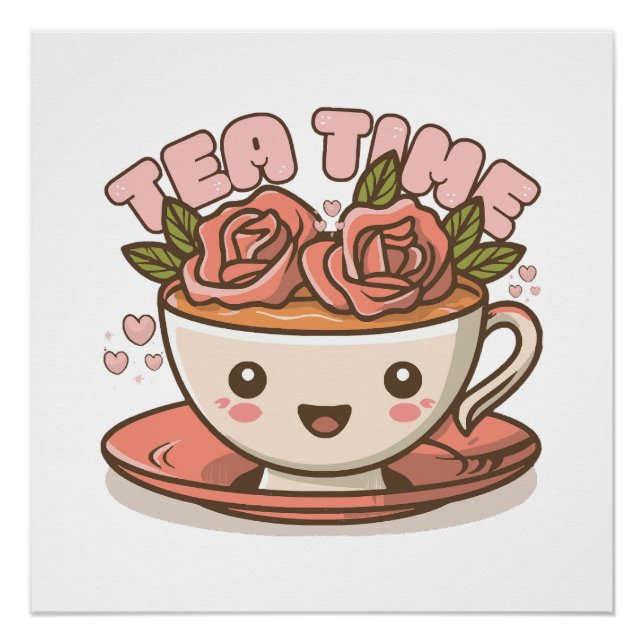 Tea Time Rose Tea Kawaii Poster (Vorderseite)