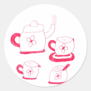Tea Time Round Stickers