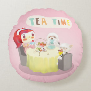 Tea Time Rundes Kissen