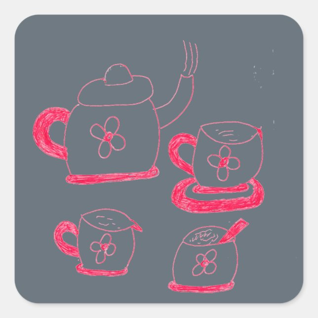 Tea Time Square Sticker (Vorderseite)