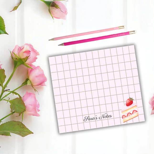 Tea Time Strawberry Cake - Personalized Grid Stick Post-it Klebezettel (Von Creator hochgeladen)