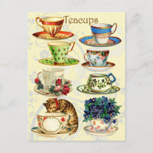 Tea Time Teacups Postkarte