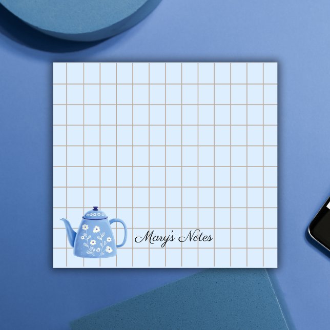 Tea Time Teapot - Personalized Grid Sticky Notes Post-it Klebezettel (Von Creator hochgeladen)