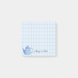 Tea Time Teapot - Personalized Grid Sticky Notes Post-it Klebezettel