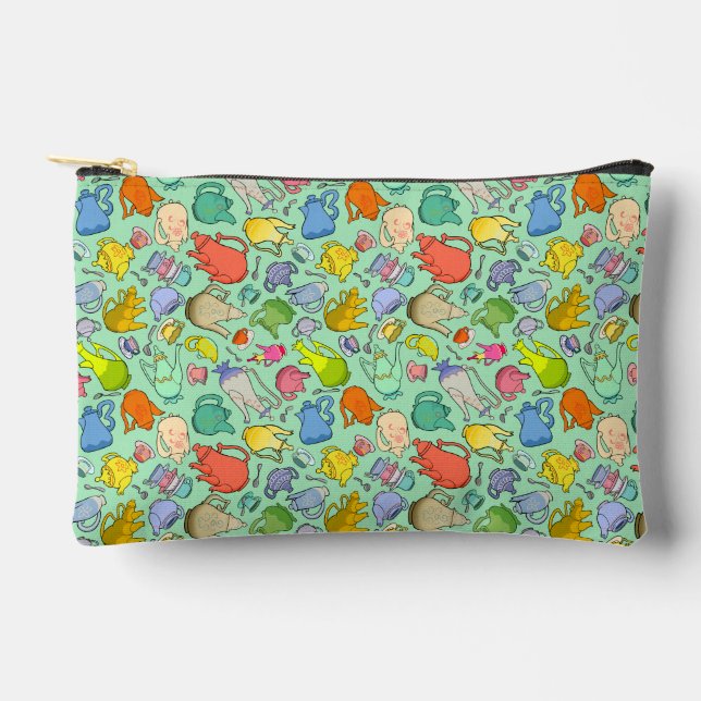 Tea Time, Unbirthday Party, small mint zipup Zubehörtasche (Vorderseite)