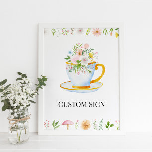 Tea Time Whimsical Wildblume Benutzerdefiniertes Z Poster