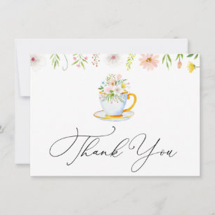 Tea Time Whimsical Wildblume Danke Note Card Mitteilungskarte