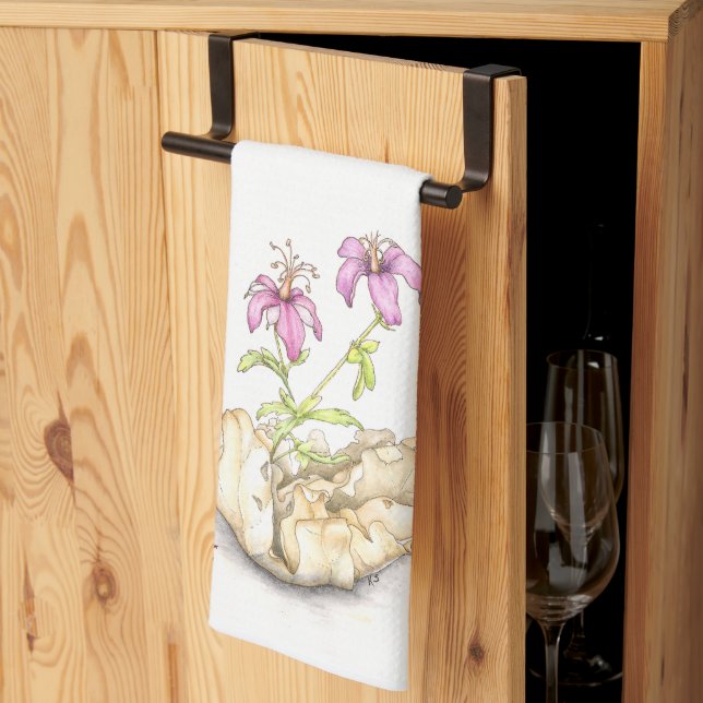 Tea towel, watercolor wildflower geranium geschirrtuch (Drittel gefaltet)