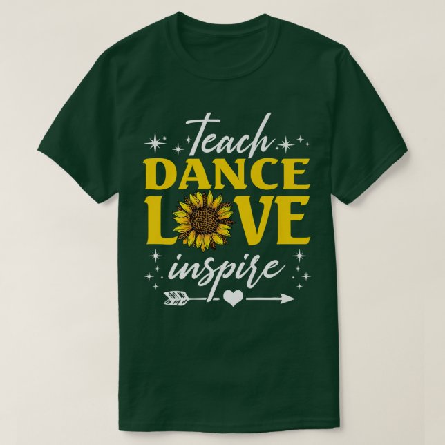 Teach Dance Liebe Inspirierte Sonnenblumen Leopard T-Shirt (Design vorne)