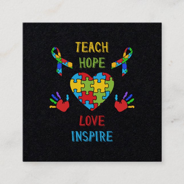 Teach Hope Liebe Inspiriere Quadratische Visitenkarte (Vorderseite)