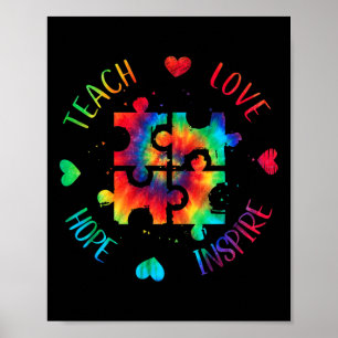 Teach Hope Liebe Inspirierte Autismus Awareness Te Poster