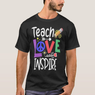 Teach Inspiriert Liebe Retro School Lehrer Erster T-Shirt