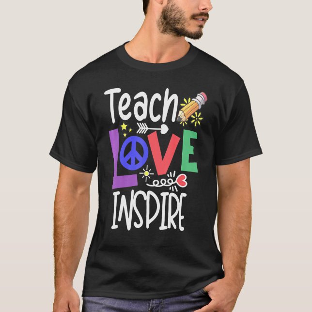 Teach Inspiriert Liebe Retro School Lehrer Erster  T-Shirt (Vorderseite)