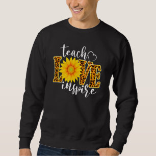 Teach Inspiriert Liebe Sonnenblumen Leopard Cheeta Sweatshirt