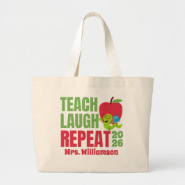 Teach, lachen, wiederholen Teacher Tote Tag Jumbo Stoffbeutel