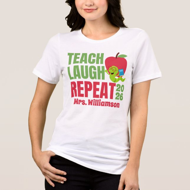 Teach Laugh Repeat Teacher Tri-Blend Shirt (Vorderseite)