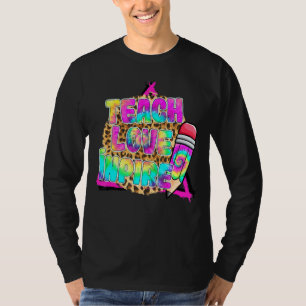 Teach Liebe Einbinden Niedlichen Bleistift Leopard T-Shirt