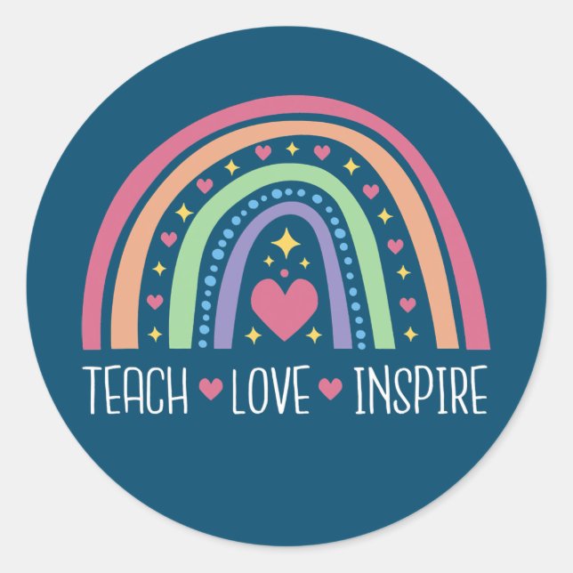 Teach Liebe Inspiriert Boho Rainbow Niedlich Proud Runder Aufkleber (Vorderseite)